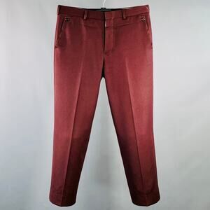BLACK FLEECE Size M Burgundy Twill Wool Tapered Button Fly Dress Pants
